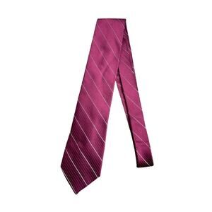Calvin Klein Mens Neck Tie Burgundy Striped Silk Suit Tie For Men Formal